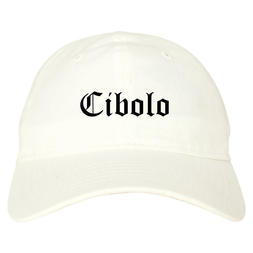 Cibolo Texas TX Old English Mens Dad Hat Baseball Cap White