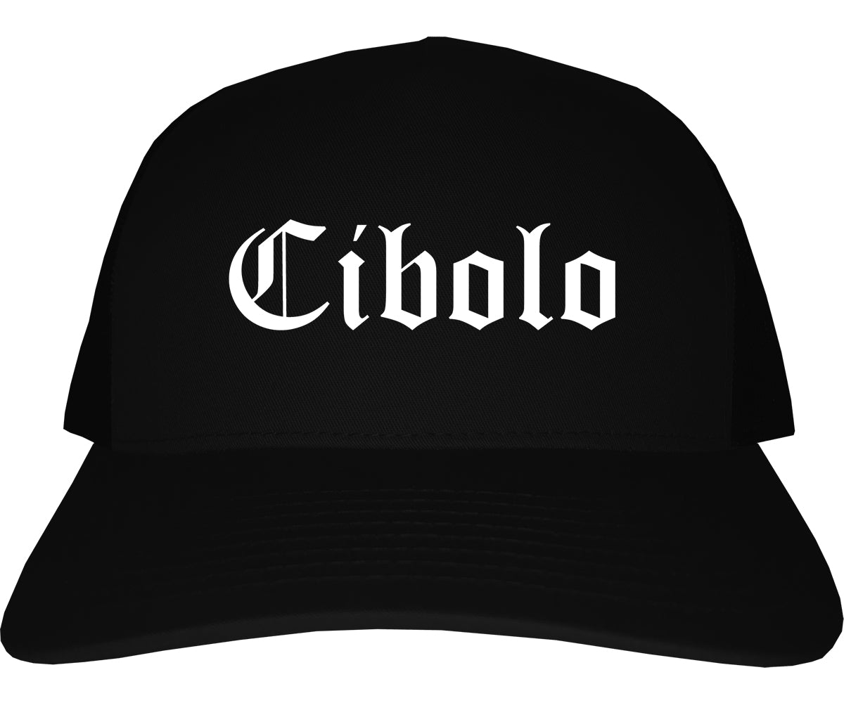 Cibolo Texas TX Old English Mens Trucker Hat Cap Black