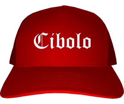 Cibolo Texas TX Old English Mens Trucker Hat Cap Red