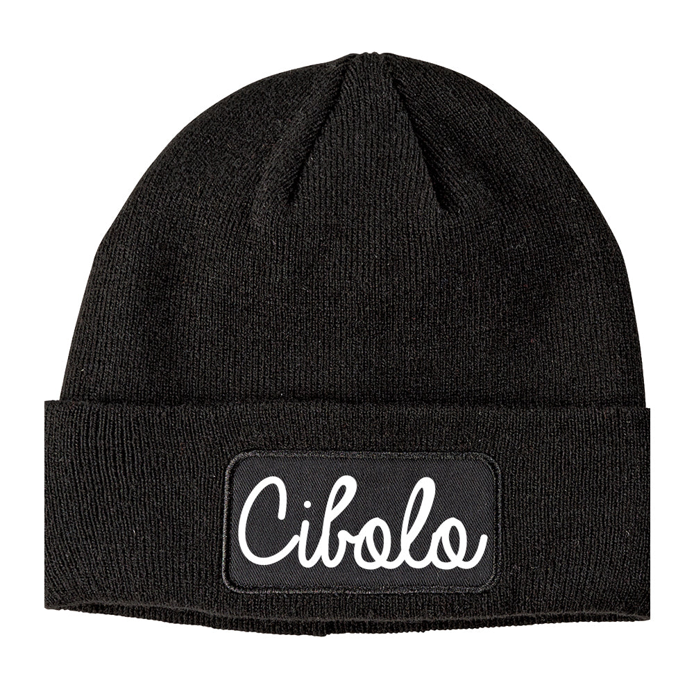 Cibolo Texas TX Script Mens Knit Beanie Hat Cap Black