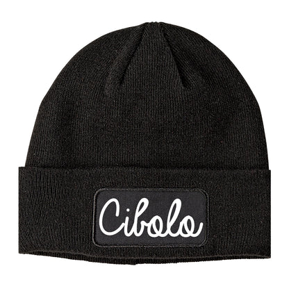 Cibolo Texas TX Script Mens Knit Beanie Hat Cap Black