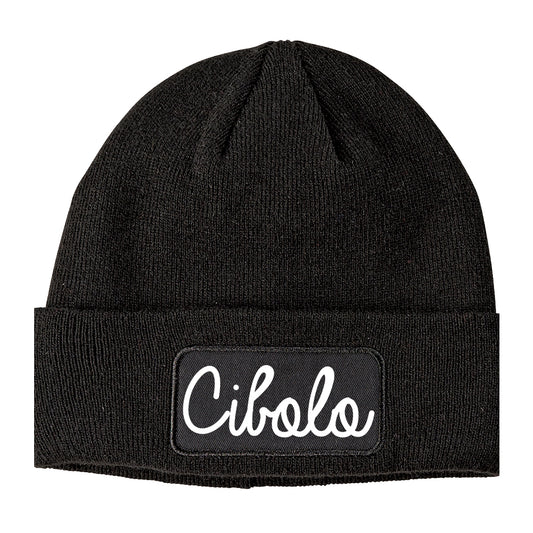 Cibolo Texas TX Script Mens Knit Beanie Hat Cap Black