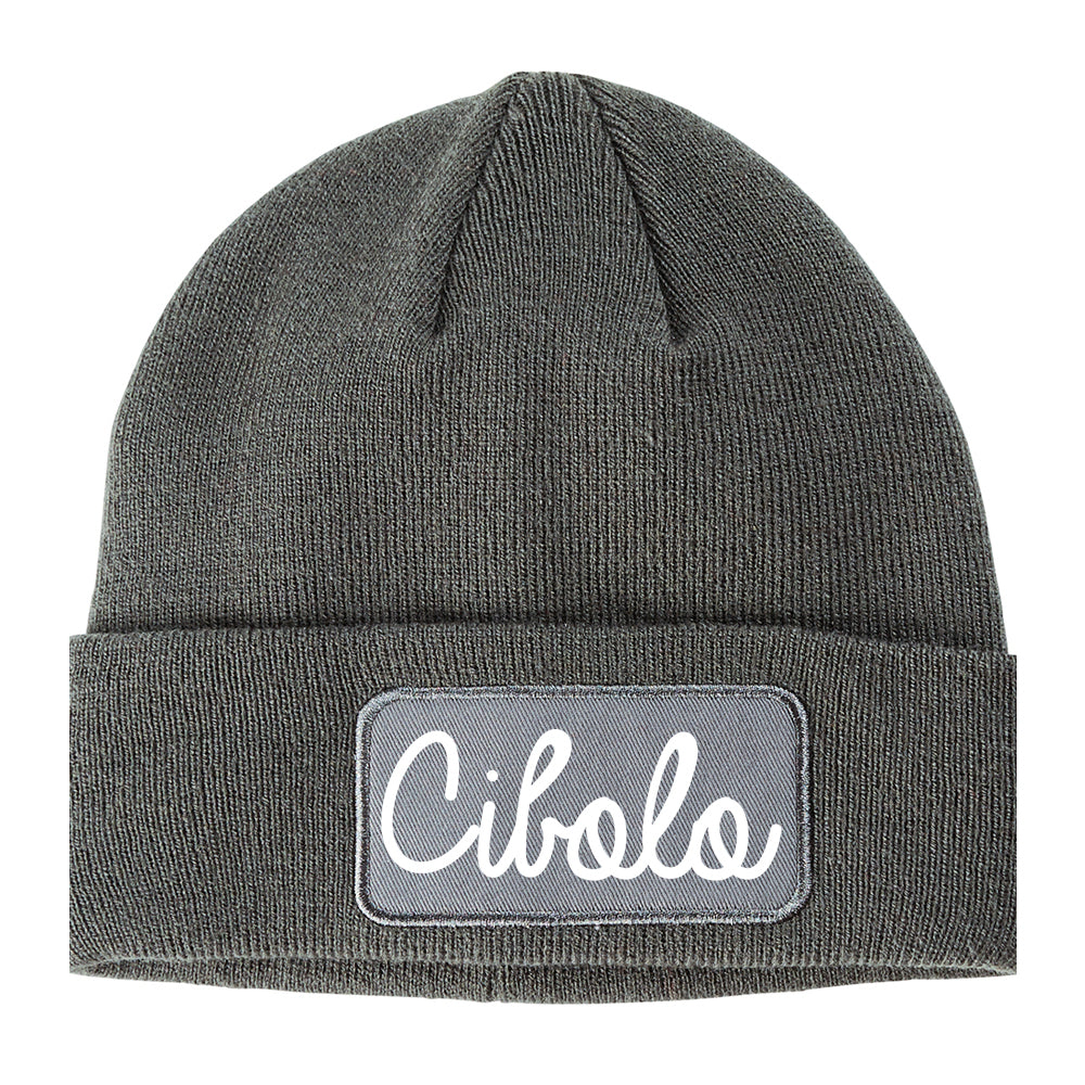 Cibolo Texas TX Script Mens Knit Beanie Hat Cap Grey