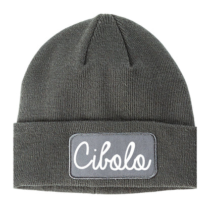 Cibolo Texas TX Script Mens Knit Beanie Hat Cap Grey