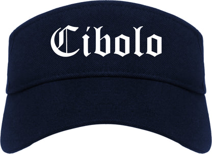 Cibolo Texas TX Old English Mens Visor Cap Hat Navy Blue