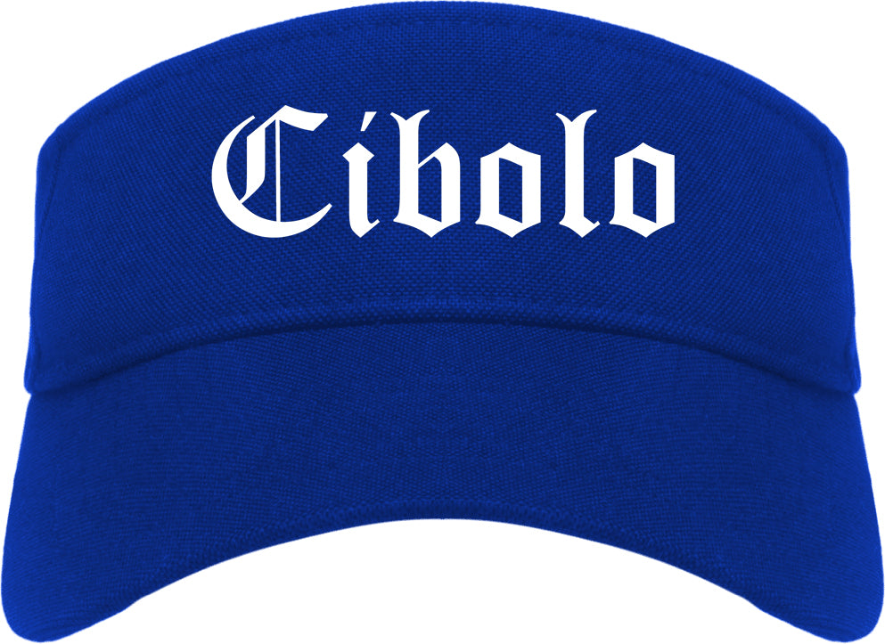 Cibolo Texas TX Old English Mens Visor Cap Hat Royal Blue