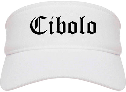 Cibolo Texas TX Old English Mens Visor Cap Hat White
