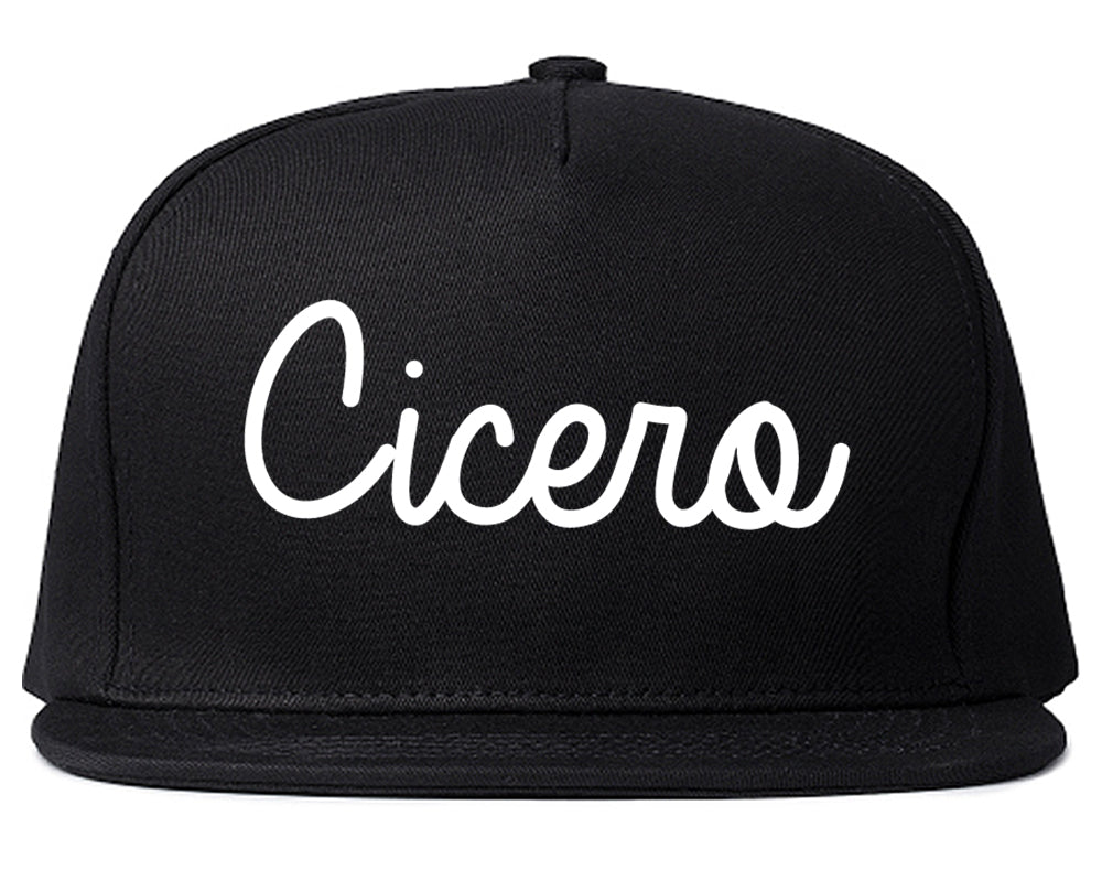 Cicero Illinois IL Script Mens Snapback Hat Black