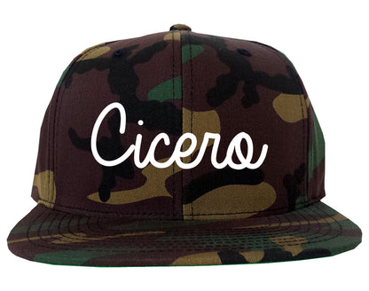 Cicero Illinois IL Script Mens Snapback Hat Army Camo