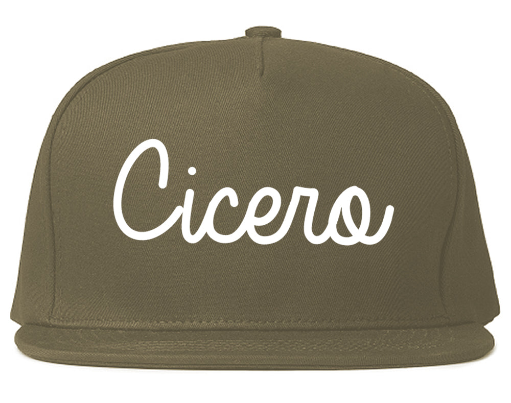 Cicero Illinois IL Script Mens Snapback Hat Grey