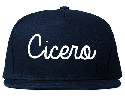 Cicero Illinois IL Script Mens Snapback Hat Navy Blue