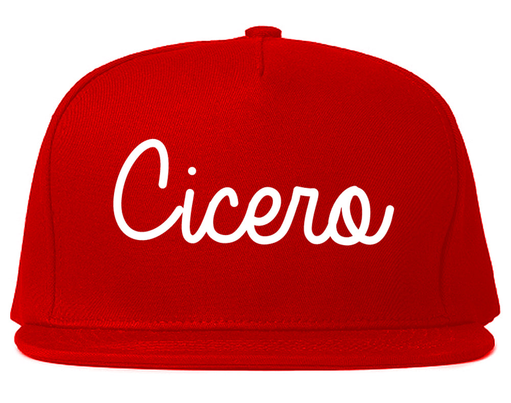 Cicero Illinois IL Script Mens Snapback Hat Red