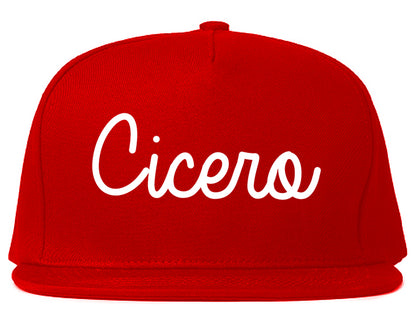 Cicero Illinois IL Script Mens Snapback Hat Red