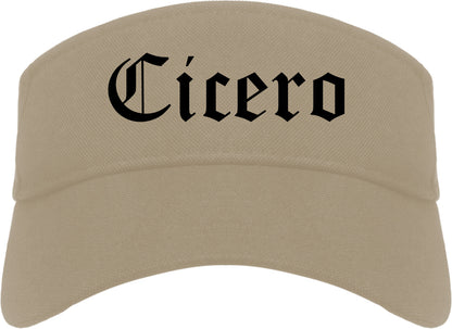 Cicero Illinois IL Old English Mens Visor Cap Hat Khaki