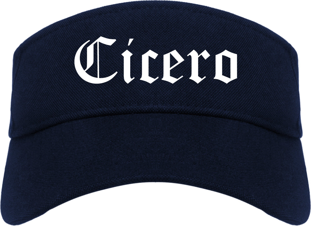 Cicero Illinois IL Old English Mens Visor Cap Hat Navy Blue