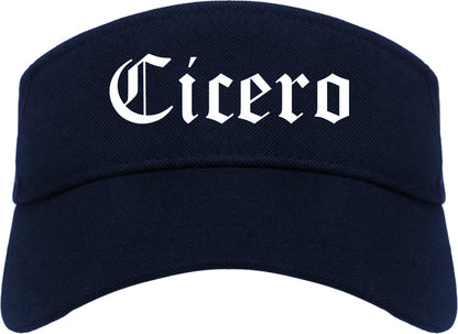 Cicero Illinois IL Old English Mens Visor Cap Hat Navy Blue