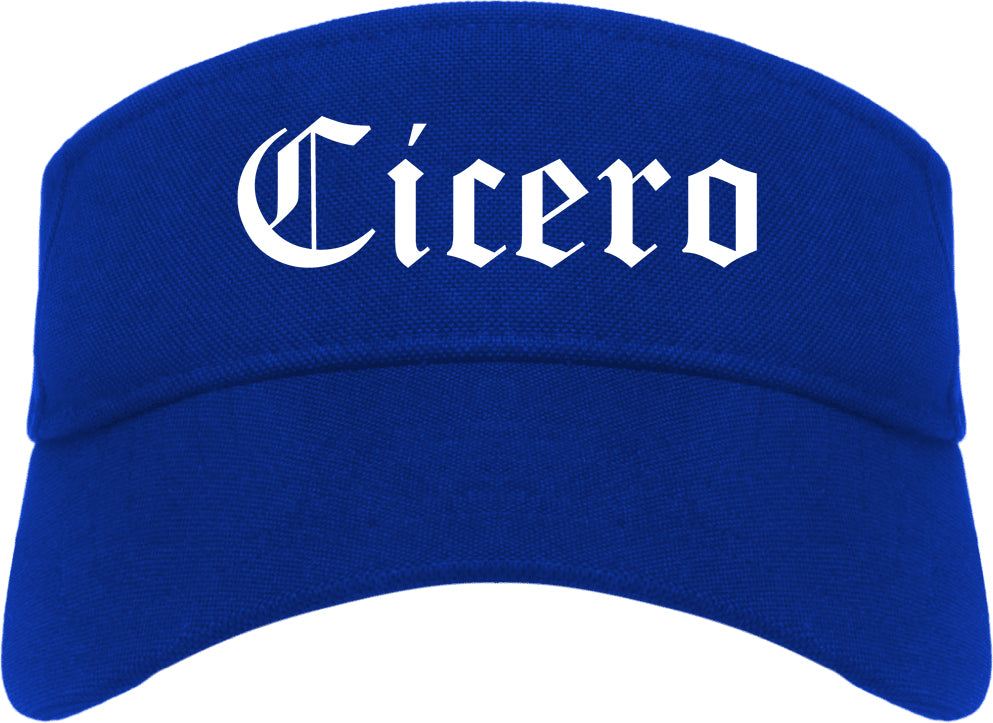 Cicero Illinois IL Old English Mens Visor Cap Hat Royal Blue