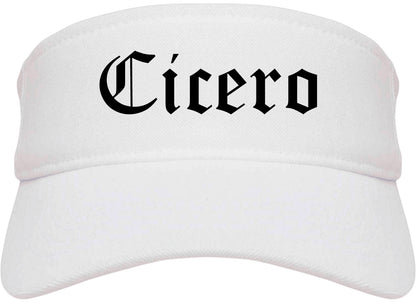 Cicero Illinois IL Old English Mens Visor Cap Hat White