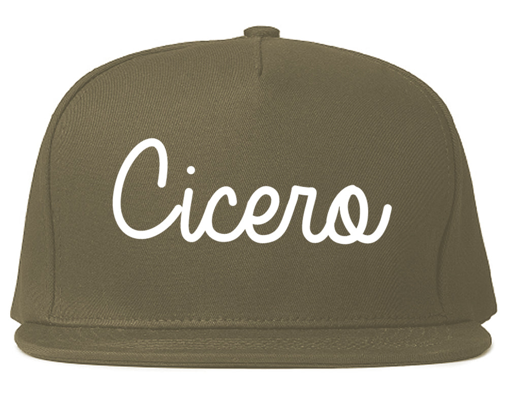 Cicero Indiana IN Script Mens Snapback Hat Grey