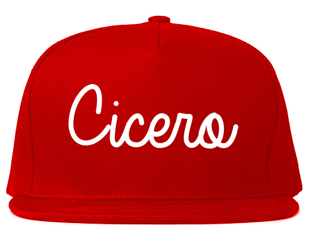 Cicero Indiana IN Script Mens Snapback Hat Red
