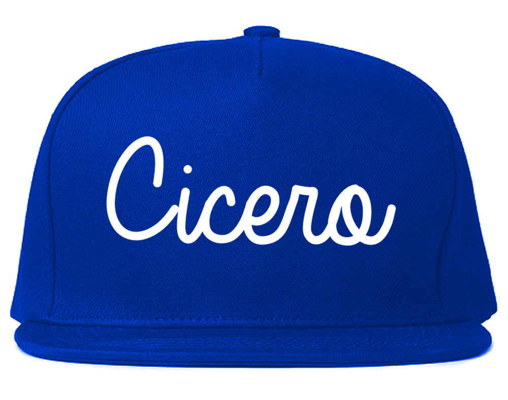Cicero Indiana IN Script Mens Snapback Hat Royal Blue