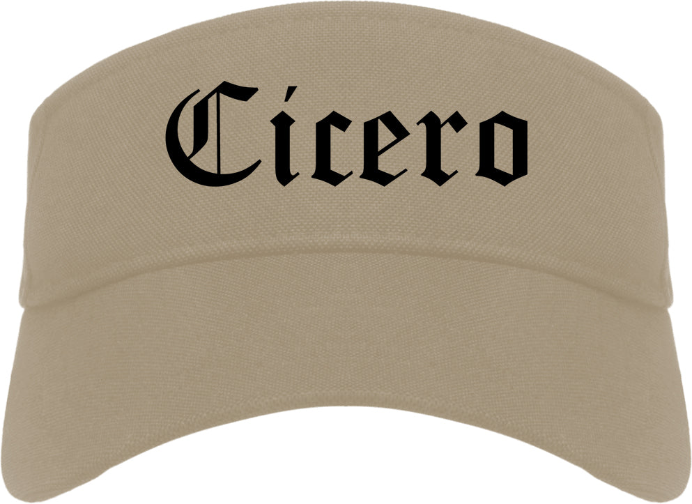 Cicero Indiana IN Old English Mens Visor Cap Hat Khaki