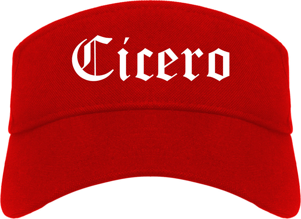 Cicero Indiana IN Old English Mens Visor Cap Hat Red