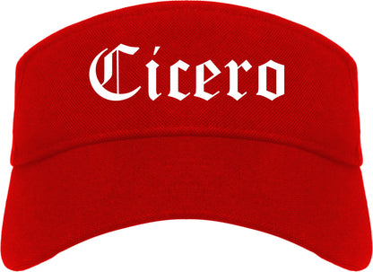 Cicero Indiana IN Old English Mens Visor Cap Hat Red
