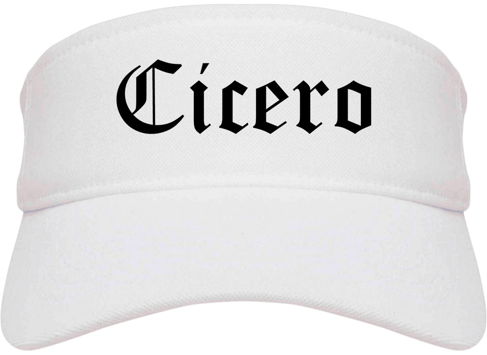 Cicero Indiana IN Old English Mens Visor Cap Hat White