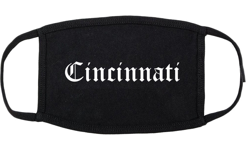 Cincinnati Ohio OH Old English Cotton Face Mask Black