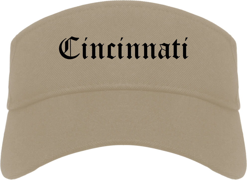 Cincinnati Ohio OH Old English Mens Visor Cap Hat Khaki