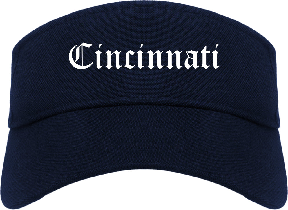 Cincinnati Ohio OH Old English Mens Visor Cap Hat Navy Blue