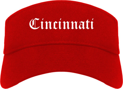 Cincinnati Ohio OH Old English Mens Visor Cap Hat Red