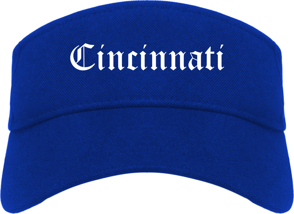 Cincinnati Ohio OH Old English Mens Visor Cap Hat Royal Blue