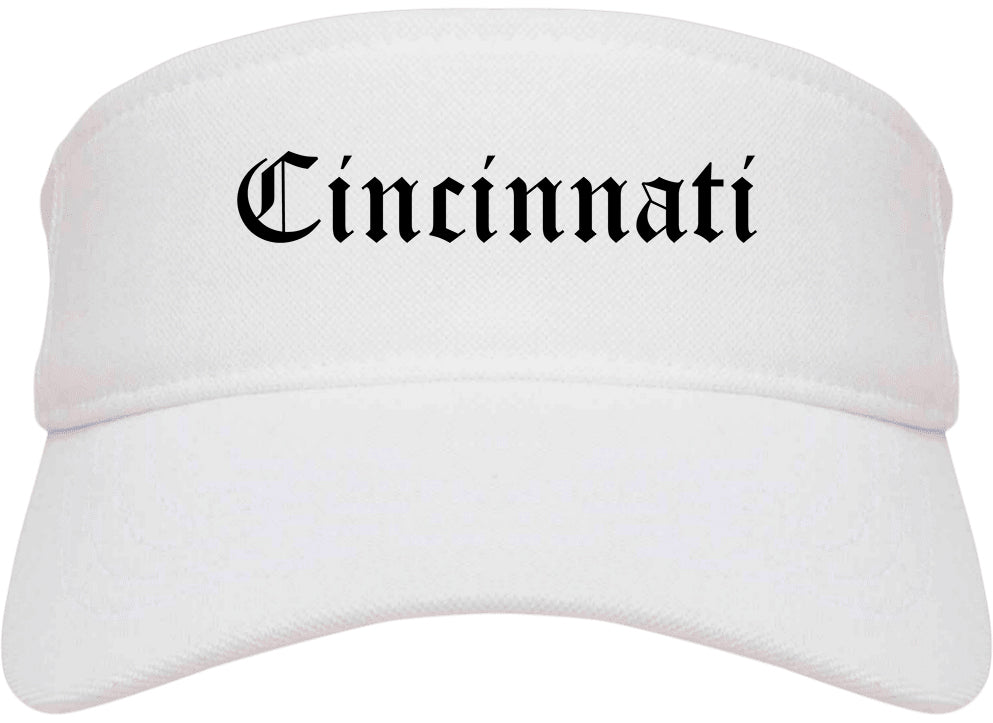 Cincinnati Ohio OH Old English Mens Visor Cap Hat White