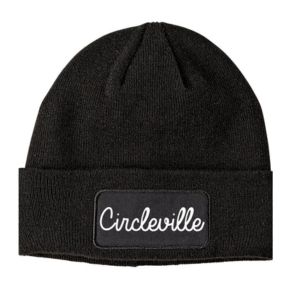 Circleville Ohio OH Script Mens Knit Beanie Hat Cap Black