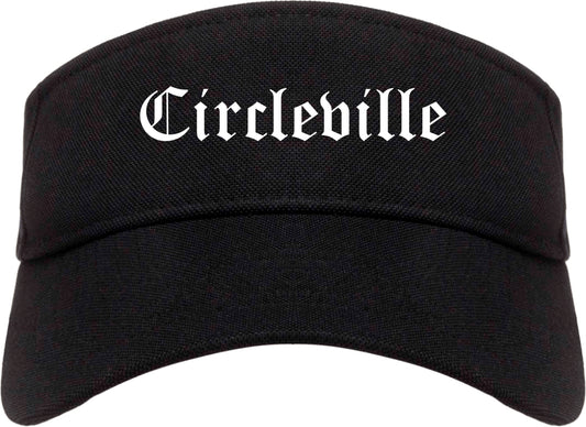 Circleville Ohio OH Old English Mens Visor Cap Hat Black