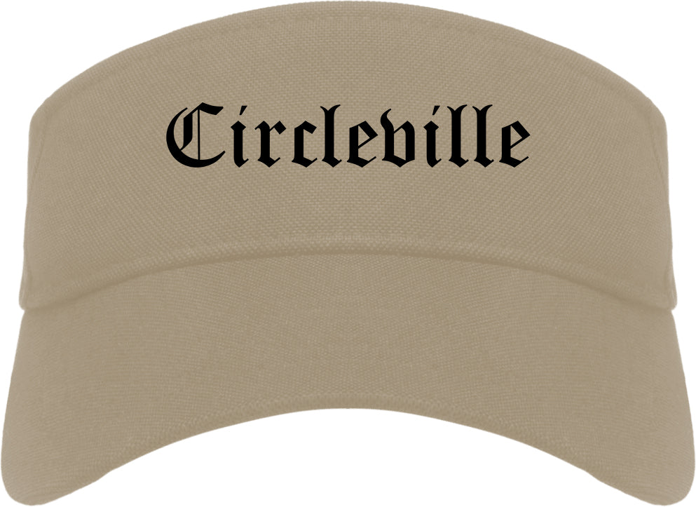Circleville Ohio OH Old English Mens Visor Cap Hat Khaki