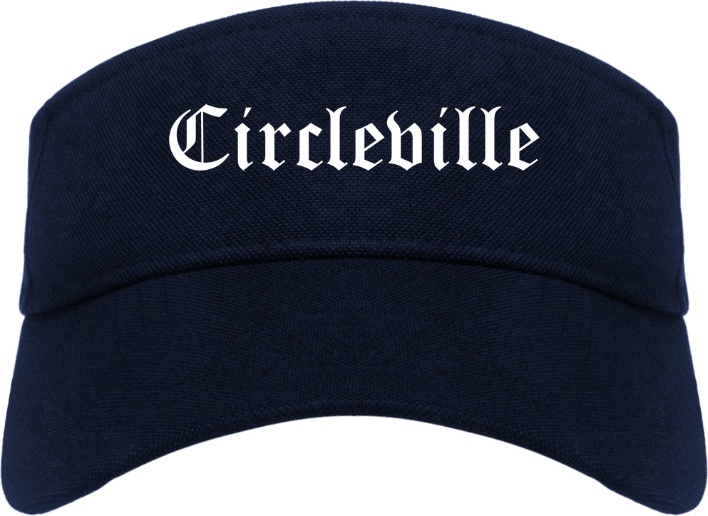 Circleville Ohio OH Old English Mens Visor Cap Hat Navy Blue