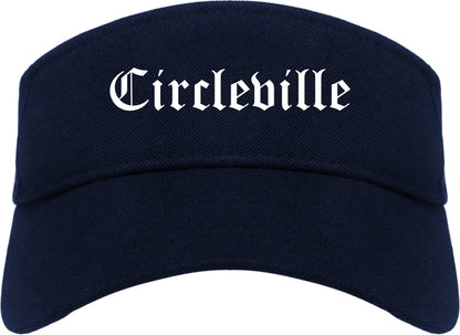 Circleville Ohio OH Old English Mens Visor Cap Hat Navy Blue