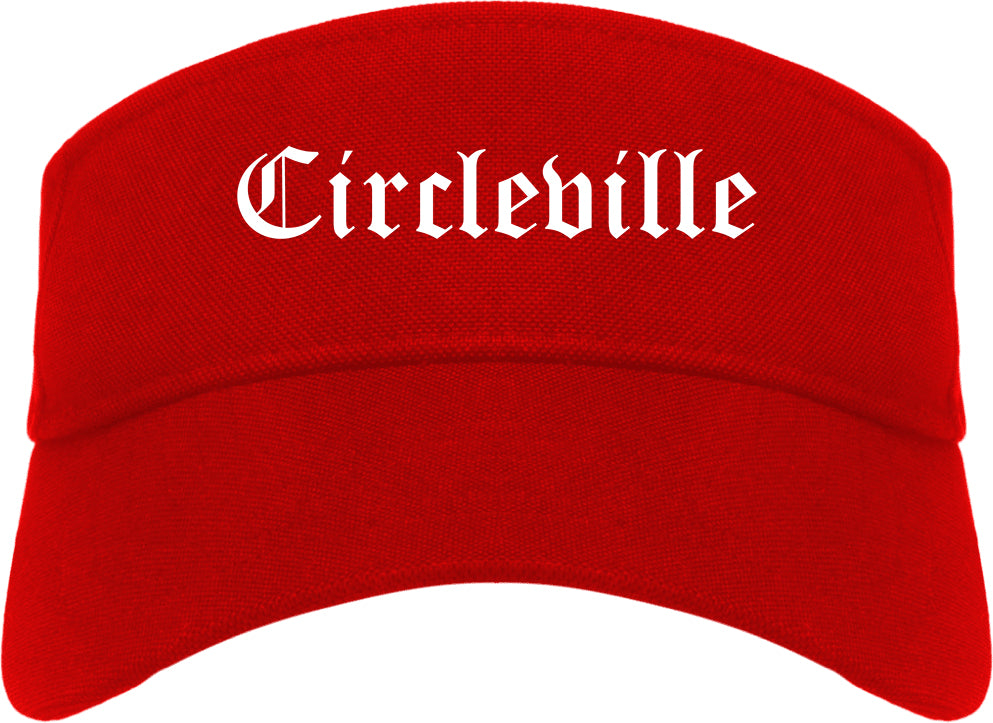 Circleville Ohio OH Old English Mens Visor Cap Hat Red