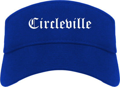 Circleville Ohio OH Old English Mens Visor Cap Hat Royal Blue