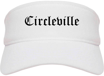 Circleville Ohio OH Old English Mens Visor Cap Hat White