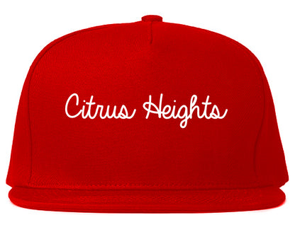 Citrus Heights California CA Script Mens Snapback Hat Red