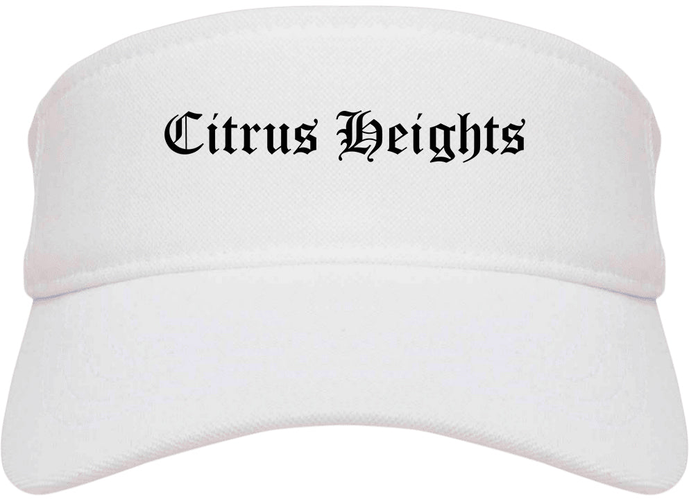 Citrus Heights California CA Old English Mens Visor Cap Hat White