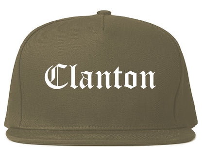 Clanton Alabama AL Old English Mens Snapback Hat Grey