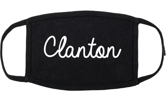 Clanton Alabama AL Script Cotton Face Mask Black