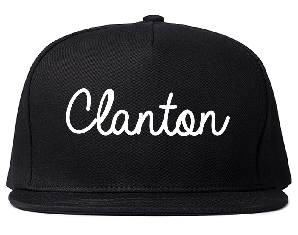 Clanton Alabama AL Script Mens Snapback Hat Black