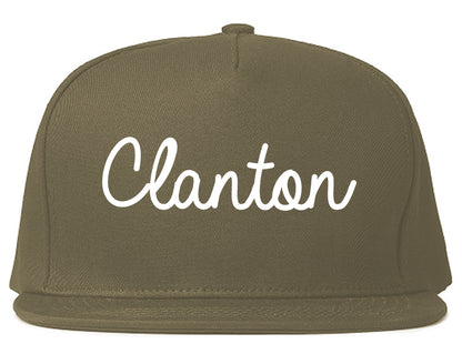 Clanton Alabama AL Script Mens Snapback Hat Grey