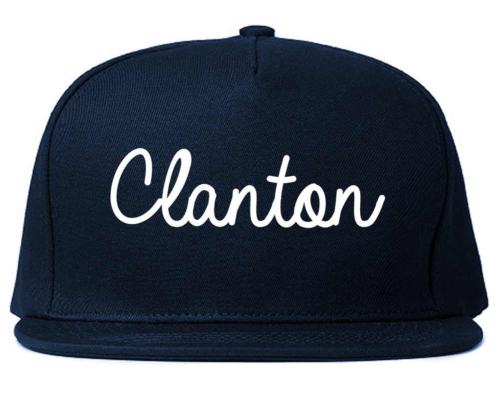 Clanton Alabama AL Script Mens Snapback Hat Navy Blue